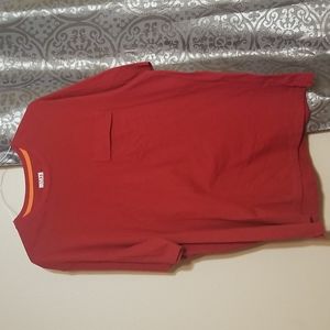 Large Red 100%Cotton Tshirt with a Pocket upfront